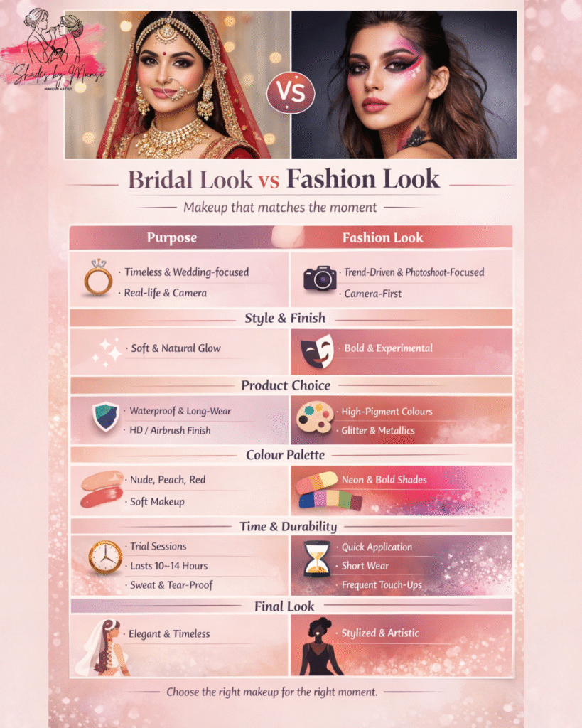 bridal look vs fashion look